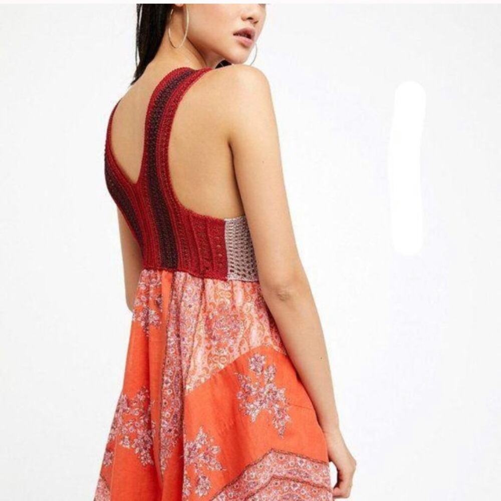 Free People Katie red orange crochet floral sleeveless dress size Small NWT - Picture 12 of 14